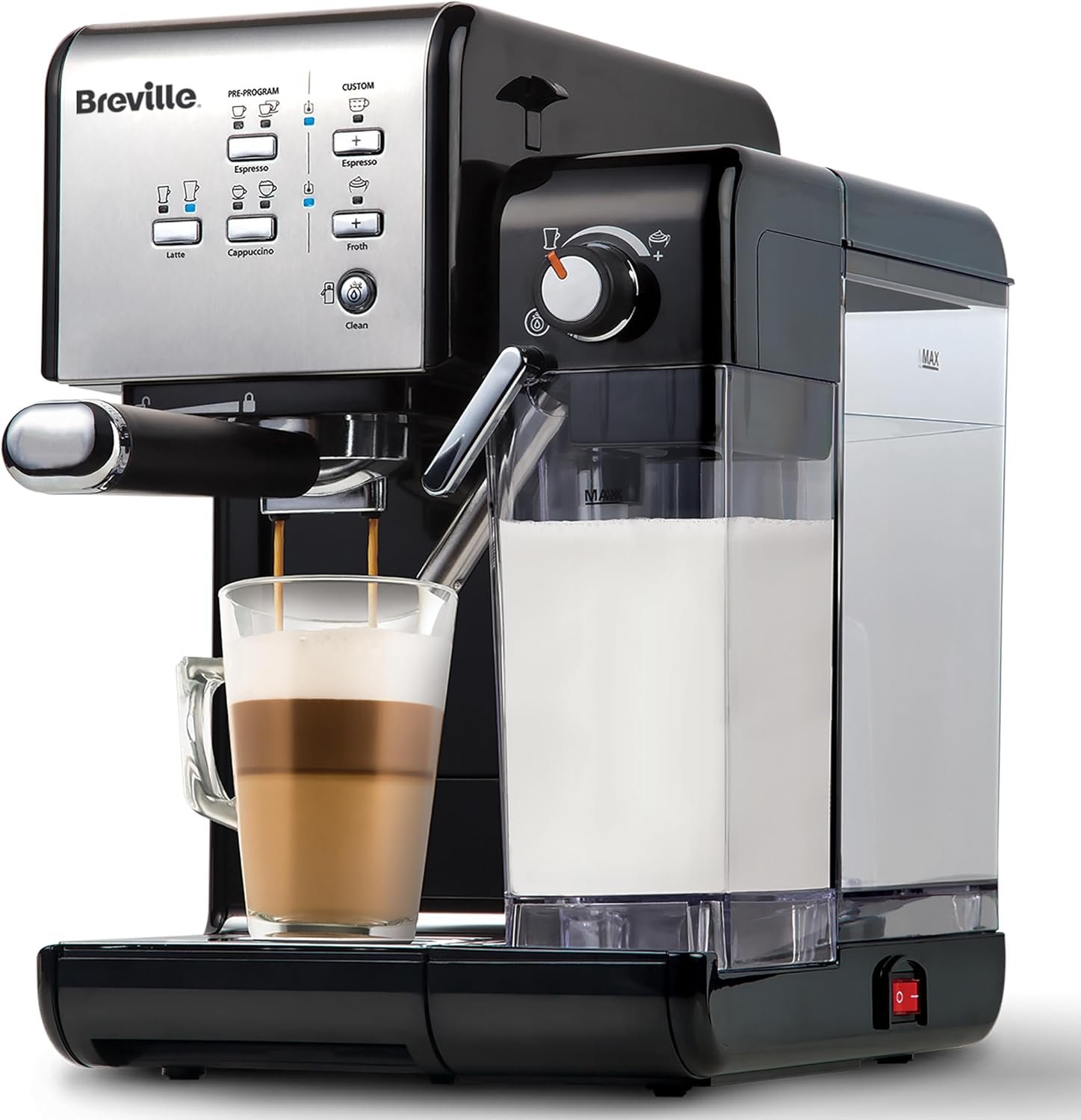 Breville One-Touch CoffeeHouse Coffee Machine | Espresso, Cappuccino & Latte Maker | 19 Bar Italian Pump | Automatic Milk Frother | ESE Pod Compatible | Black VCF107