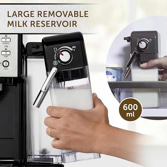 Breville One-Touch CoffeeHouse Coffee Machine | Espresso, Cappuccino & Latte Maker | 19 Bar Italian Pump | Automatic Milk Frother | ESE Pod Compatible | Black VCF107 - Image 4