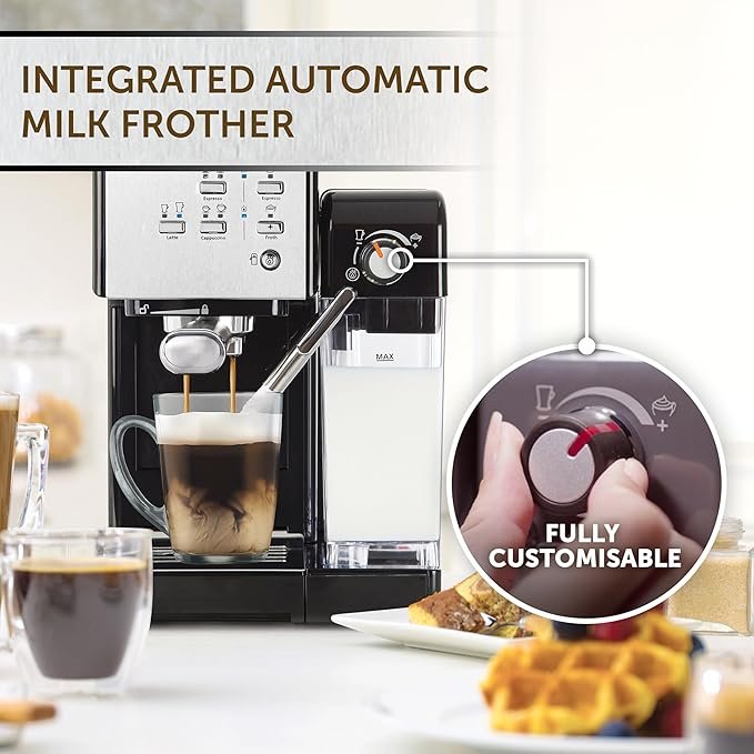 Breville One-Touch CoffeeHouse Coffee Machine | Espresso, Cappuccino & Latte Maker | 19 Bar Italian Pump | Automatic Milk Frother | ESE Pod Compatible | Black VCF107 - Image 5