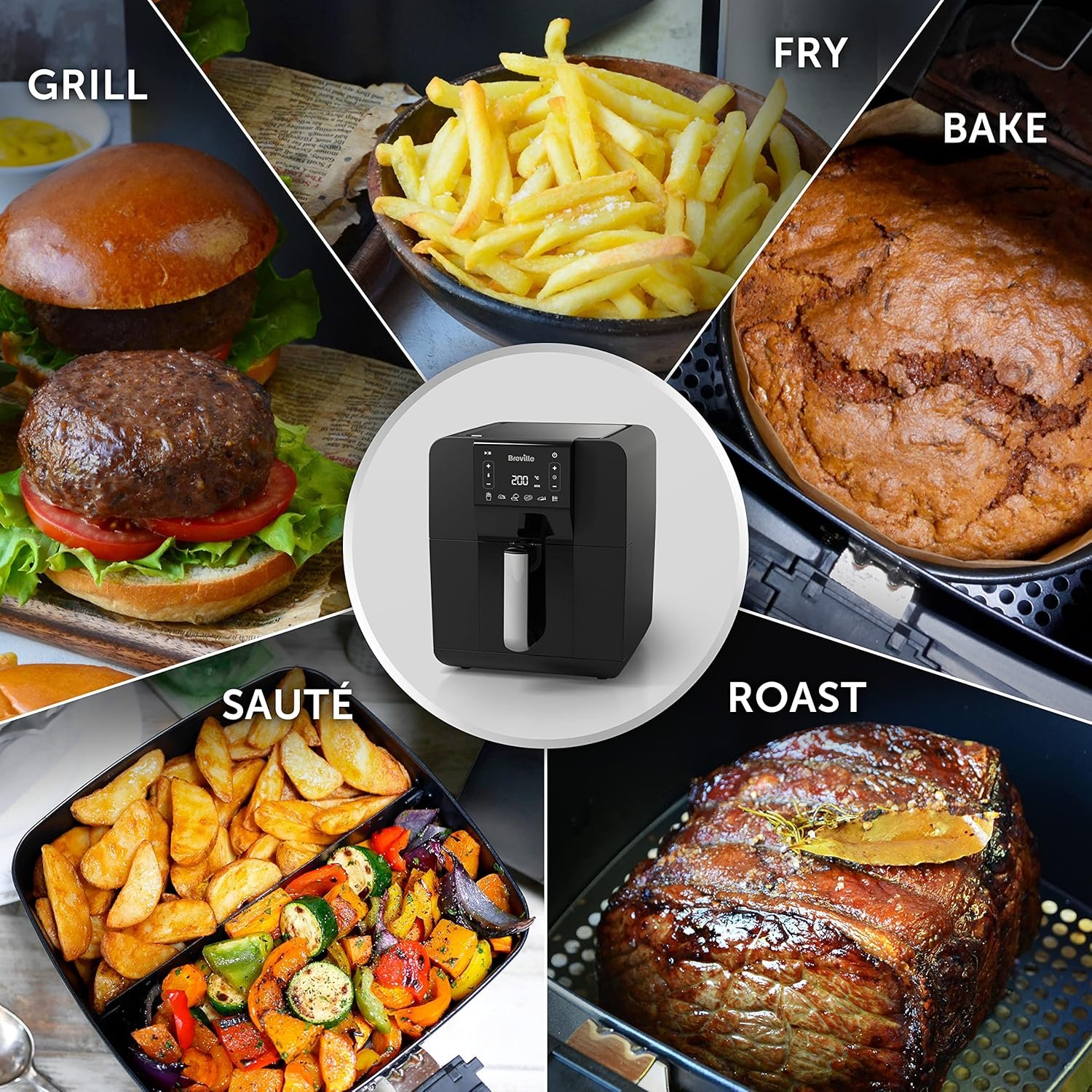 Breville Halo Air Fryer | Digital Large Air Fryer Oven | 5.5 L | Fry, Bake, Roast & Grill | 1700 W | Energy Efficient | Black - Image 4